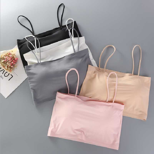 

camisoles & tanks explosive product ice silk wrapped chest girl no steel ring vest type seamless bra underwear, Black;white