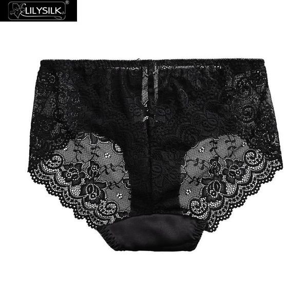 

lilysilk silk bikini panty women luxurious lacy black white ing, Black;pink
