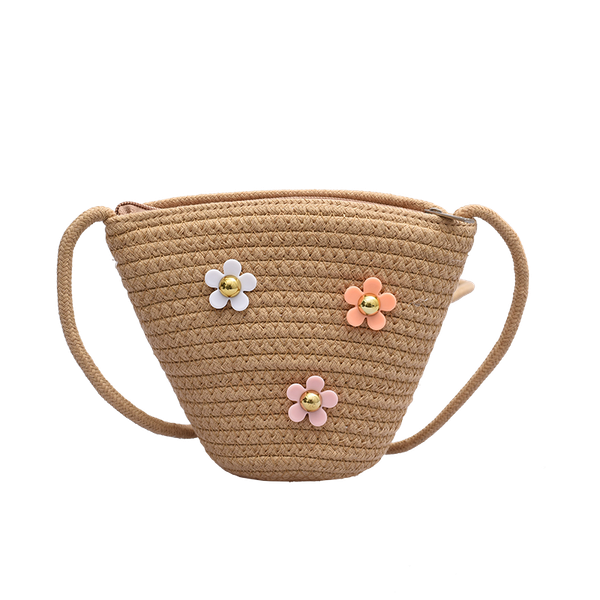 

women's small straw beach bag with flowers summer new soft rattan crossbody bags for travel