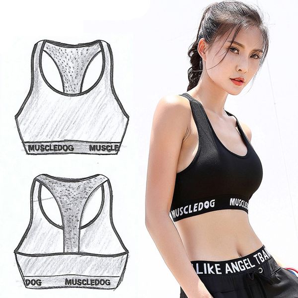 

letter sports bra push up bra for women seamless underwear black white sport gym crop running brassiere sport femme, White;black