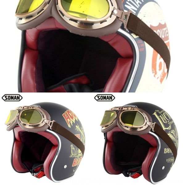 

motorcycle harley men and women riding summer half safety motorcycle helmet helmet goggles suit 512 english version
