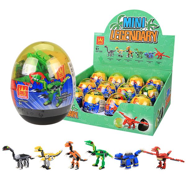 

12шт строительные блоки капсульных динозавр серия игрушечных мини животное t-rex diy образования детей игрушки подарок забавное яйцо действи