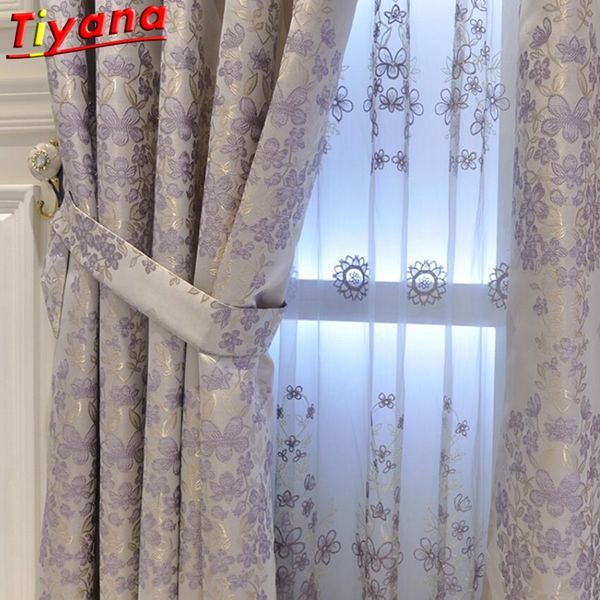 

modern purple grey screening window purple curtains cloth voile tulles for bedroom cotton drapes living room hm284b *30