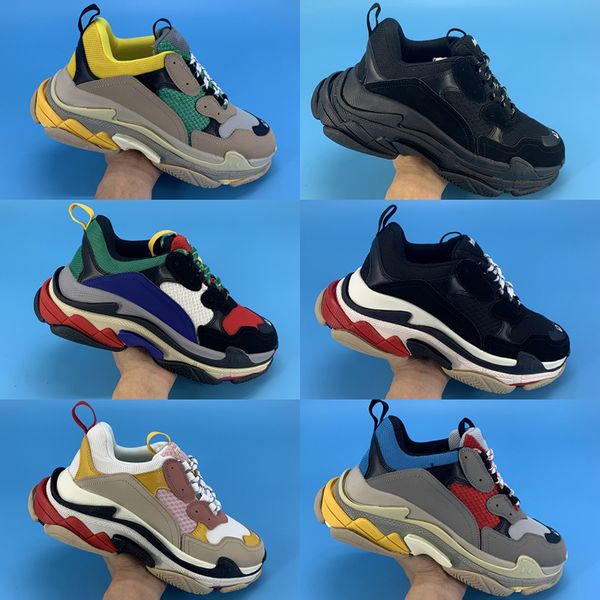 

fashion mens womens triple-s platform shoes grey red blue light grey multi-color black white casual shoes party porm comfortable sneakers
