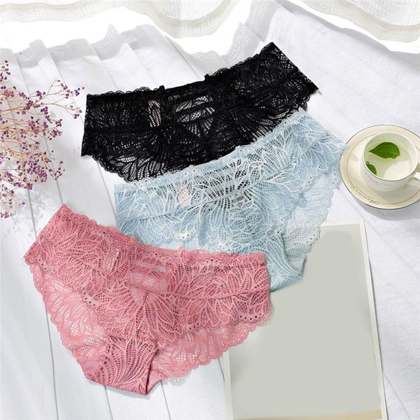 

acrylic panties panty briefs lace panties women underwear lingerie for female ladies floral pantys underpants, Black;pink