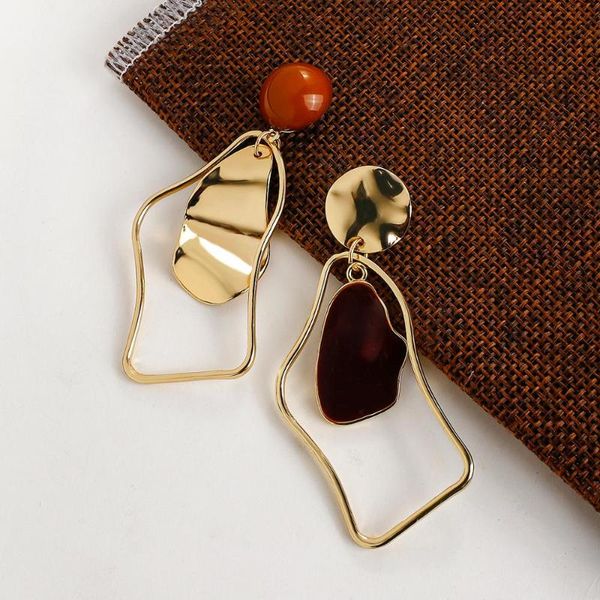 

aensoa trendy irregular gold color metal drop earrings for women korean geometric statement earrings party jewelry accessories, Silver