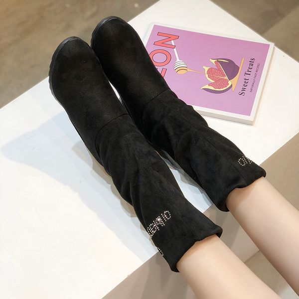 

2020 winter shoes woman wedges boots mid calf increasing snow boot bling women boots fashion botas mujer black botines