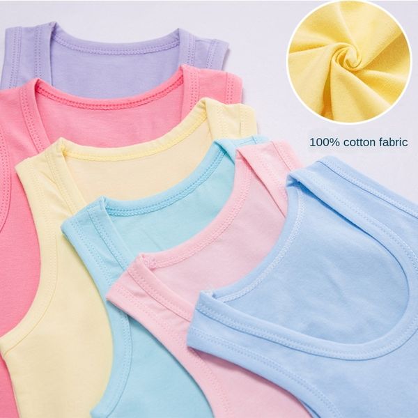 

korean vest clothing children's clothing solid color children's vest pure cotton boy's new style, Blue