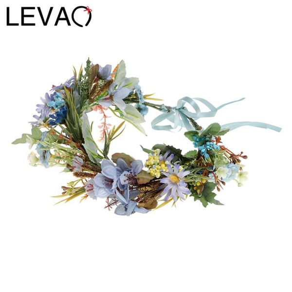 

levao lady wedding bride corolla head wreath holiday hair ornament fabric flower crown hair accessories headband flower hairband