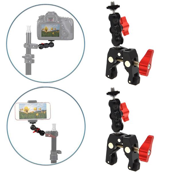 

2pcs шаровой головкой супер зажим крепление arm ж / 1/4 \ "- 20 3/8 \" - 16 тема для камеры