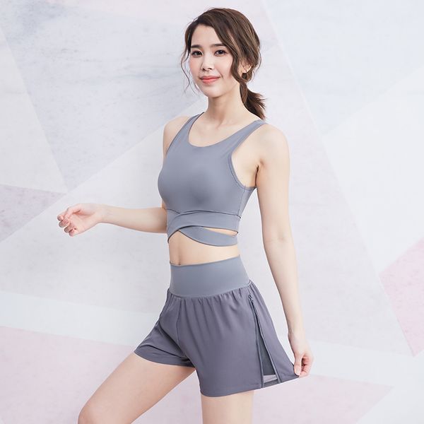 

vansydical women summer sports set 2pcs running suit padded sport vests+ shorts high waisted yoga jogging sportswear, Black;blue