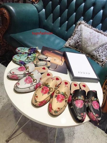 

2019 letter printing flowers birds metal buckle flip flop shoes genuine leather woman casual slippers shoes 35-42 with, Black;green