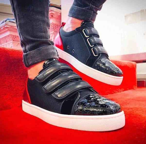 

топ подарков бренды юниор red bottom кроссовки flat мужчины повседневная walking дешевые kiddo donna липучки ремень открытый инструкторы пла, Black