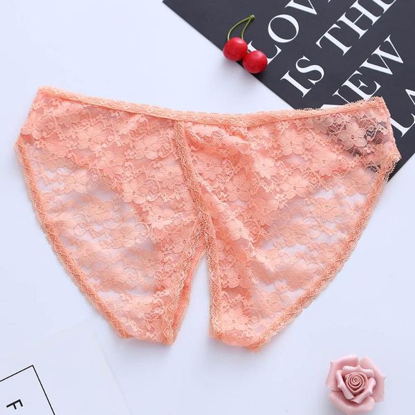 

gerrita women's underpants opening lingerie panties erotic transparent lingerie underwear lace briefs low waist for female, Black;pink