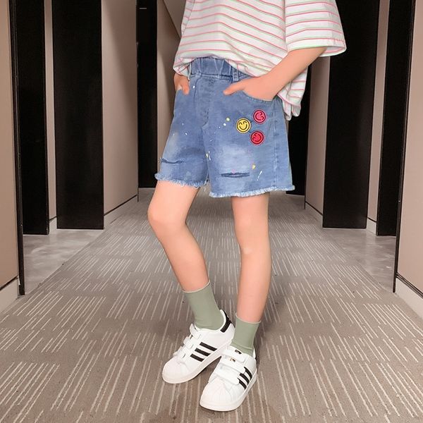 

girls' denim short pants 2020 new and shorts foreign style medium and large children girls' fashionable korean style all-match sho, Blue