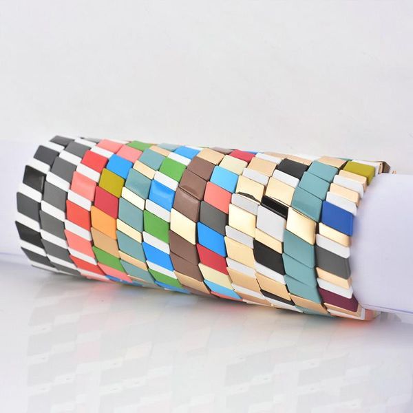 

ksra 2020 fashion enamel rainbow tile bead bracelet factory whole handmade stackable bracelet for women jewelry gift, Black