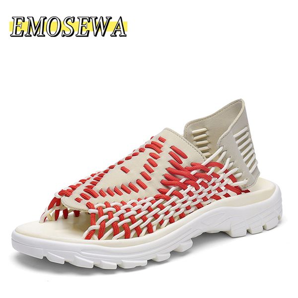 

emosewa size 38~45 summer men's casual shoes outdoor trend men sandals lace rubber men fashion shoes zapatos hombre, Black