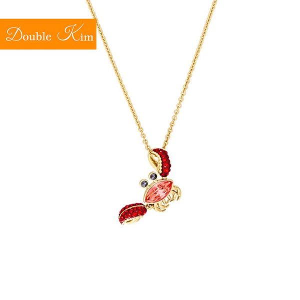

small crabe zircon pendant necklace titanium stainless steel inlaid zircon rose gold chain necklace trendy women jewelry, Silver