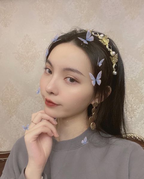 

summer fashion black with gold butterly hair jewelry headband for women lady love gift, Silver