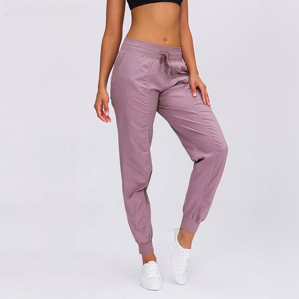 

stripe mid waist drawstring fitness workout joggers women pants quick dry loose leisure home sport gym yoga jogger with pocket, White;red