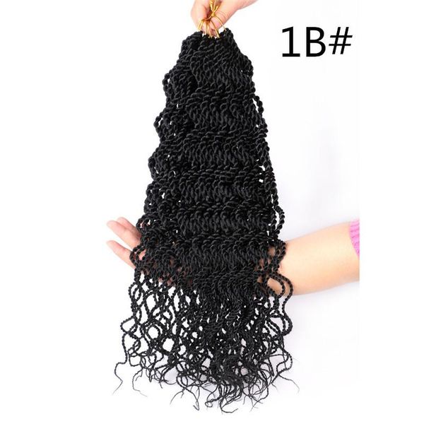 

synthetic senegalese twist hair crochet 18 inch 12 strands wavy curly crochet braids hair wavy senegalese twist 60g/pc, Black
