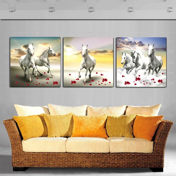 

3pcs unframed running horse canvas paintings wall art pictures for modern home decoration modular paintings on the wall