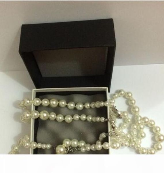 

горячее надувательство! classics ожерелье шарика перлы способа для женщин ожерелья для свадьбы ювелирных 2 цвета кристалла длинных ожерелий, Silver