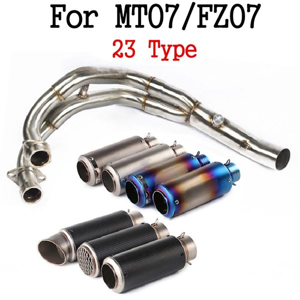 

for fz-07 mt-07 mt 07 2013 - 2020 motorcycle exhaust escape full system modified front middle link pipe muffler slip on