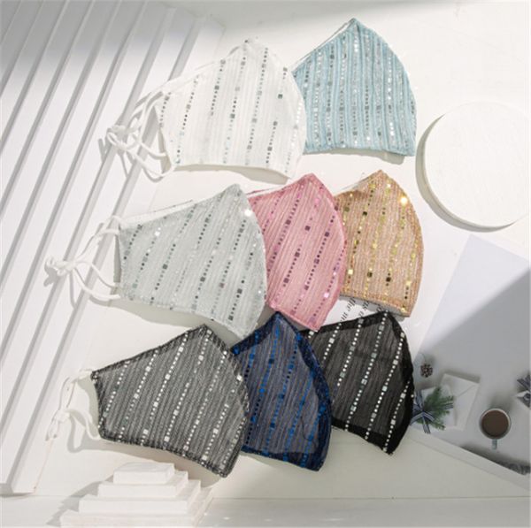 

sequins face masks fashion paillette washable soft cotton inside for men woman party masks bling bling half face mask halloween