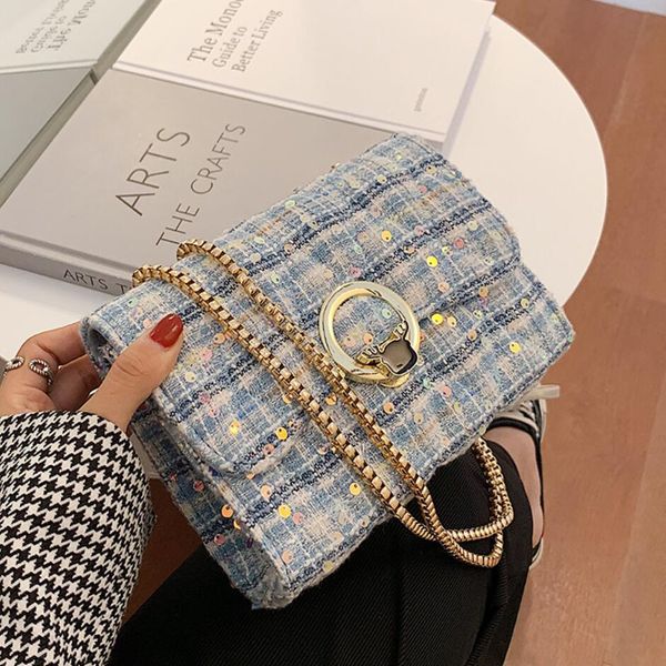 

sequins flip crossbody bag 2020 summer new high-quality woolen cloth women's designer handbag chain shoulder messenger bag