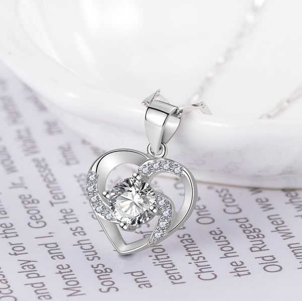 

imitation platinum heart pendant for ladies women's fashion pendant with cz stones, Silver