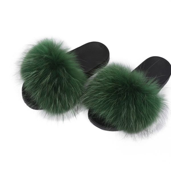 

2019 fluffy women's sneakers raccoon royal sliders shoes spring autumn indoor winter, Black
