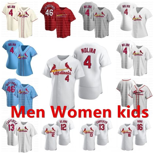 

men women kids 4 yadier molina 2020 jersey 46 paul goldschmidt matt carpenter paul dejong carlos martinez marcell ozuna wong fowler, Blue;black