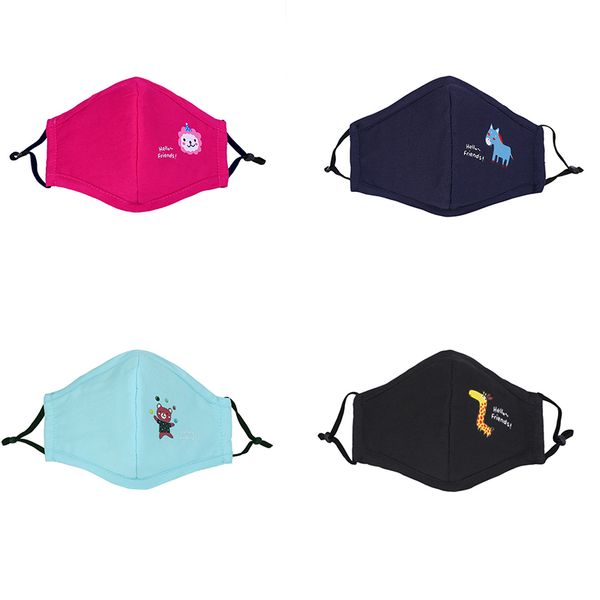 

5 colors pure cotton cartoon print kids face mask dust-proof anti-fog pm2.5 breathable thin boys and girls washable mask
