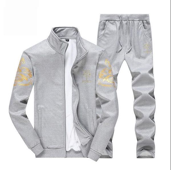 

new fashion mens sportswear man trend brand hip hop sports suit spring and autumn men leisure outdoor hoodie tracksuit, Gray