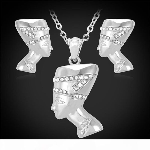 

новый урожай королева красоты глава подвеска серьги choker neckace 18k позолоченный австрийский горный хрусталь ожерелья set, Silver