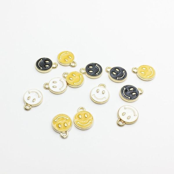 

60pcs / серия новой мода нефть падение шарм круглая улыбающиеся сплав металл шарм кулоны 10 * 12 мм mk297 оптовых выводов ювелирных изделий, Bronze;silver