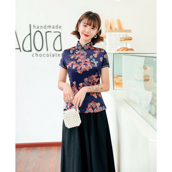 

chinese traditional women silk shirt summer blouse size  to 5xl, Red