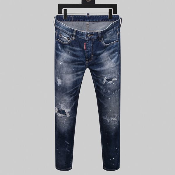 

2020 mens distressed ripped biker jeans us size 29~42 slim fit motorcycle biker denim for men hip hop mens designer sweatpants, Blue