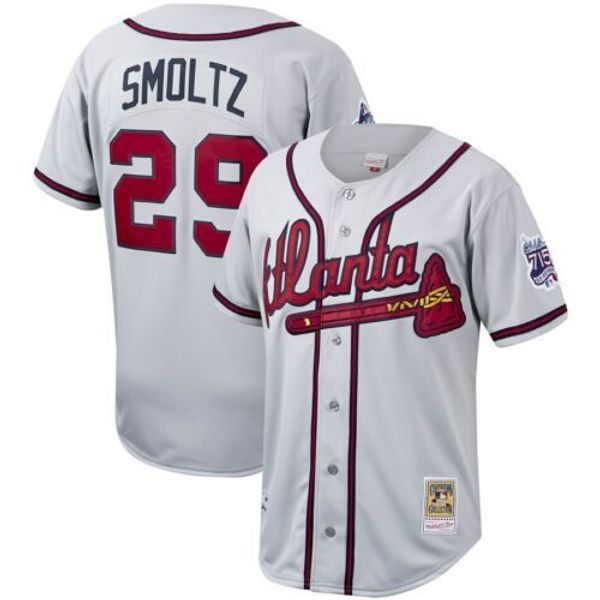 

braves john smoltz mitchell & ness gray road 1999 jersey