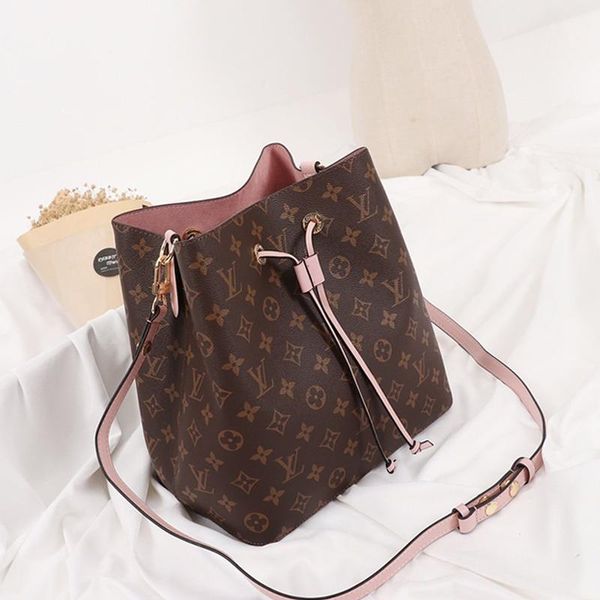 

vintage design womens bags fashion leather bucket bag handbag drawstring lady shoulder bags luxury messenger crossbody bags