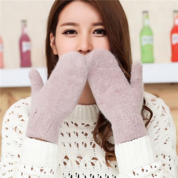 

new solid warm and color finger women's wool warm gloves korean style cute student wool gloves