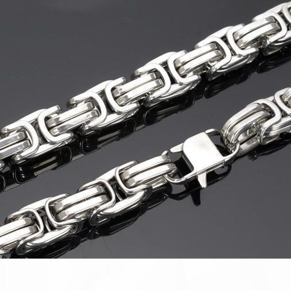 

fashion cool chunky 8mm 12mm 15mm 316l stainless steel byzantine link chain necklace men jewelry 24'' heavy huge silver