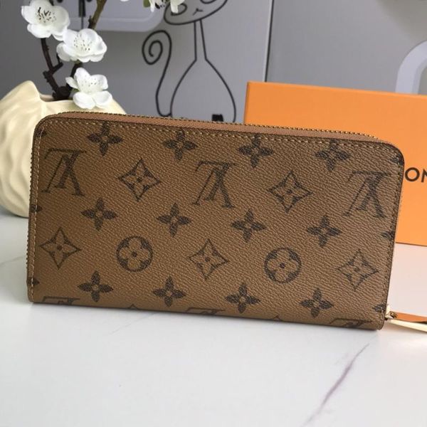

luxury designer type lady leather long wallet classic style womens wallet purses card holder handbag female zipper purse with origin box