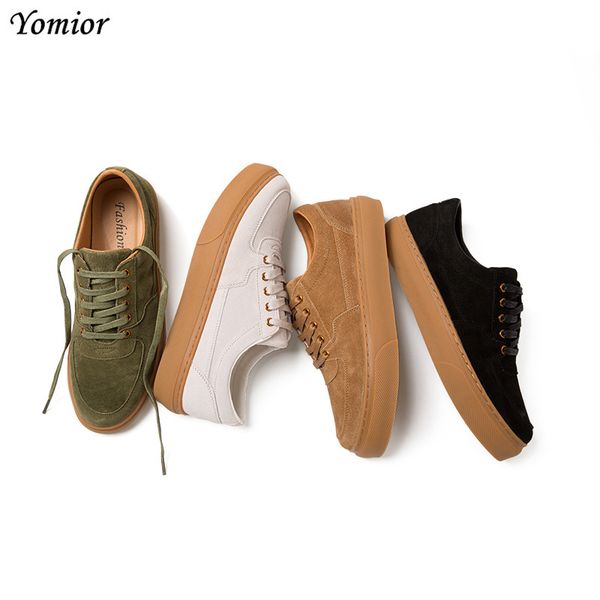 

yomior 2020 новый бренд real корова кожа мужчины повседневная обувь vintage school lace-up мокасины полуботинки платье кроссовки вождения об, Black