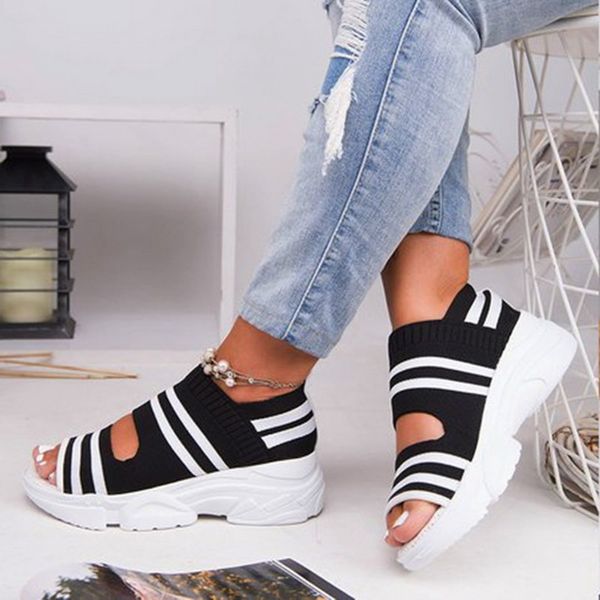 

2020 summer women sandals casual wedges comfortable mesh breathable shoes woman casual platform sandals women shoes, Black