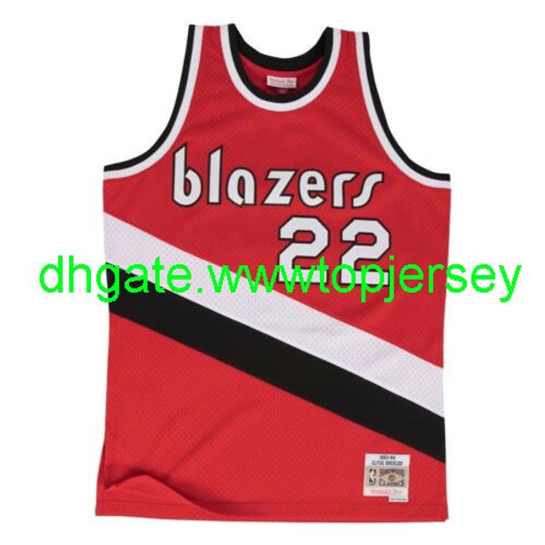 

clyde drexler mitchell & ness 1983-84 jersey throwbacks vest stitched basketball jerseys, Gray