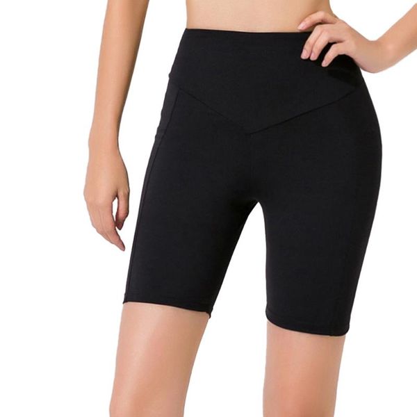 

yoga shorts summer women solid color traceless high waisted skinny cycling shorts female lift hip yoga short pants sports pants, White;red