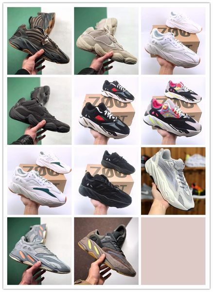 

kanye west 700 wave runner sports shoes for mens womens 700s v2 static sneakers mauve solid grey 500 shoes size 36-46, Black