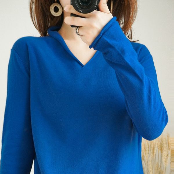 

хлопок трикотажное с длинными рукавами с капюшоном женщин v-образным вырезом рубашки пуловеры весна свободный пуловер топ случайные базовый, White;black